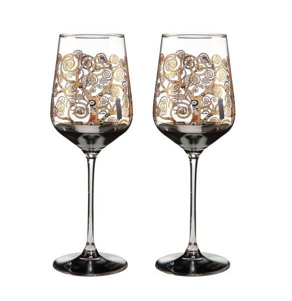 2Er Set Gustav Klimt Weinglas Der Lebensbaum H. 25Cm 450Ml Goebel-image