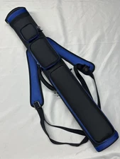 J&J  Black W/ Blue Accents 3 Butt 4 Shaft 3x4 / 2x5 Duranylon Pool Cue Case