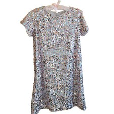 Gap Kids Girls Multi-Color Sequin Flutter Sleeve Dress XXL Pink Undertones