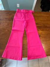 NWT Show Me Your Mumu DJ Flare Pant Hot Pink High Waist Belted Wide Leg Size Sm