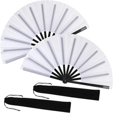 2 Pack Large Folding Hand Fan for Line Dance, Men/Women Rave Hand Fan, Clack Pop