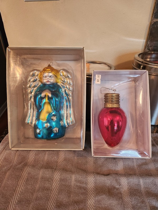 Lot Of 2 Dept 56 Large Mercury Glass Ornaments