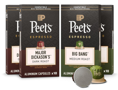 Peets Coffee Nespresso Espresso Capsules Major Dickasons & Big Bang - 80 Count