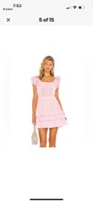 Love Shack Fancy NEW Ivoire Mini Dress Pink Blossom Small