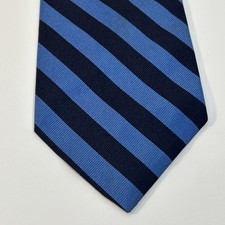 Vintage Ralph Lauren Silk REPP Mens Tie Navy Blue Stripe 4in x 57in Classic