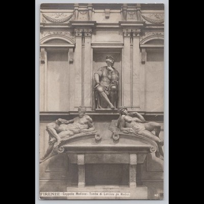 Postcard Firenze Cappelle Medicee Tomba di Lorenzo de Medici Monument