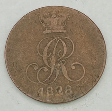 1828 Kingdom of Hannover 2 Pfennige KM#126 Copper German States Scarce World