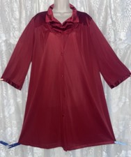 VTG XL Vanity Fair Claret WINE knee length Peignoir Robe for nightgown w Pocket