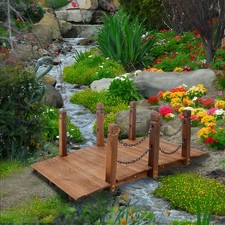 US 5FT Arch Bridge Garden Wood Bridge Courtyard Outdoor Anticorrosive Landscapes