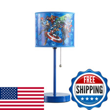 Idea Nuova Table Lamp For Kids Stick Lamp Printed Shade Pull Chain Bedroom Or