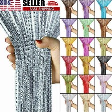 Glitter String Door Curtain Beads Room Dividers Beaded Fringe Window Panel US
