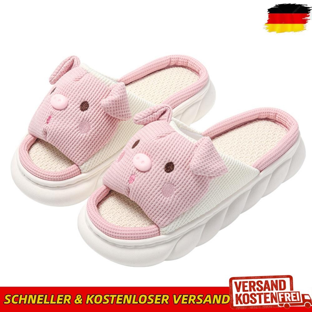 APL Ciabatte da donna maiale scivoli divertenti punta aperta pantofole da terra cartone animato per 4 stagioni