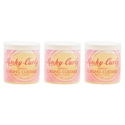 Natural Kinky Curly Curling Custard Gel 8oz - Pack of 3, Define & Hold Curls