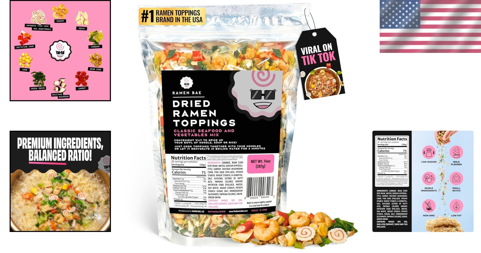 Elevate Your Meals with 14oz Classic Seafood & Veggie Dried Ramen Toppings