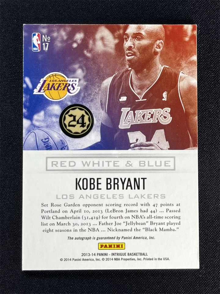 2013-14 Panini Intrigue Kobe Bryant #17 Red White & Blue Autographs Auto /25 - Image 2 of 2