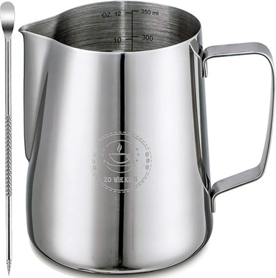 Milk Frothing Pitcher 12Oz, Espresso Steaming Pitchers 350Ml, Frother Cup, Coffe