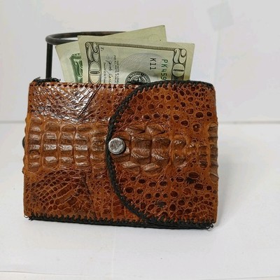 GENUINE Crocodile Snake Skin Handmade SIGNED Vtg Mens Leather Wallet Portland OR