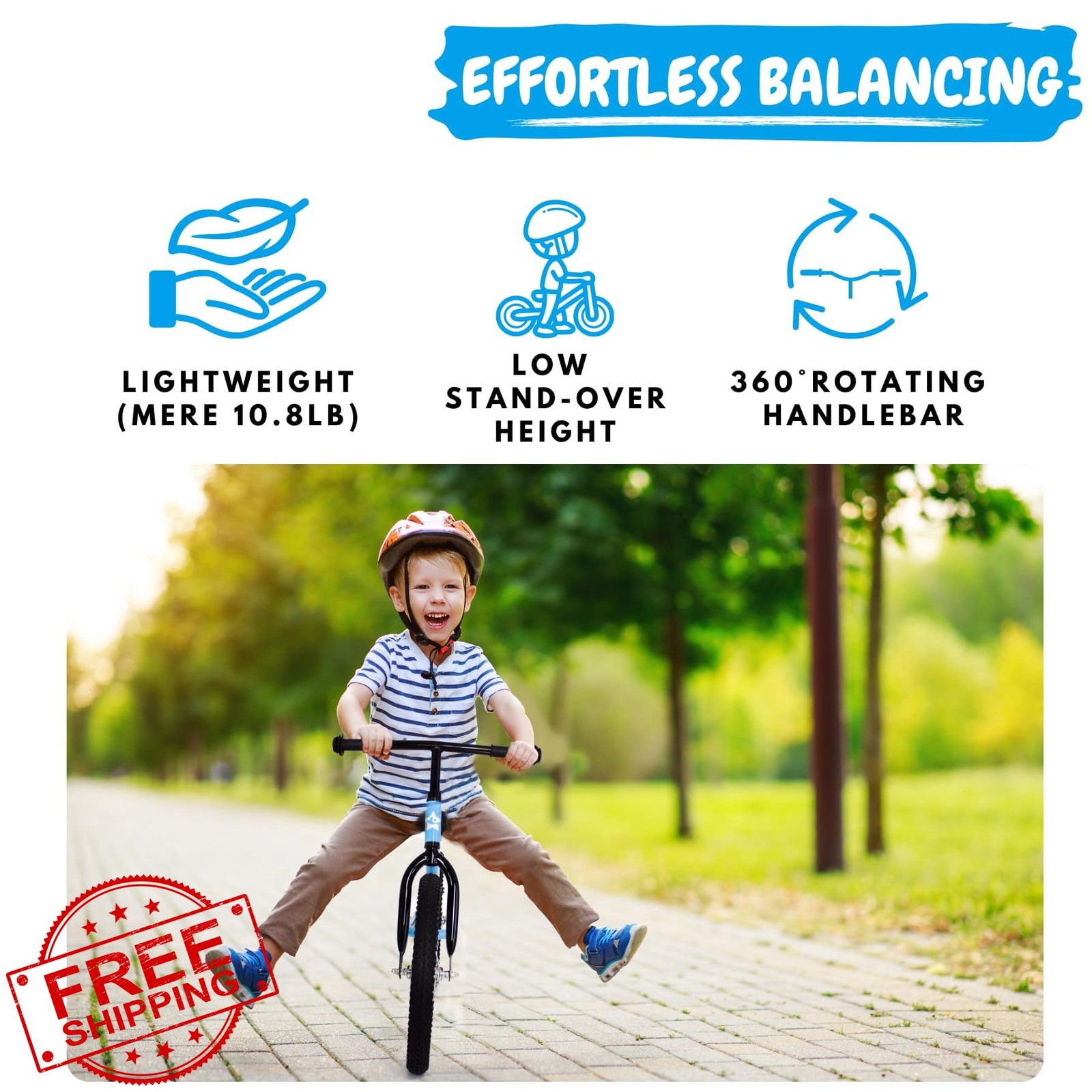 Bicystar 16" Kids Balance Bike 5-8 Yr, Air Tires