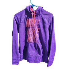 Nike Therma-FIT Purple Orange Graphic Hoodie Sweatshirt Womens Medium Thumbholes