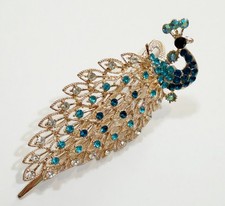 1 pc of Peacock Design Hair Clip With Rhinestones Embellishment