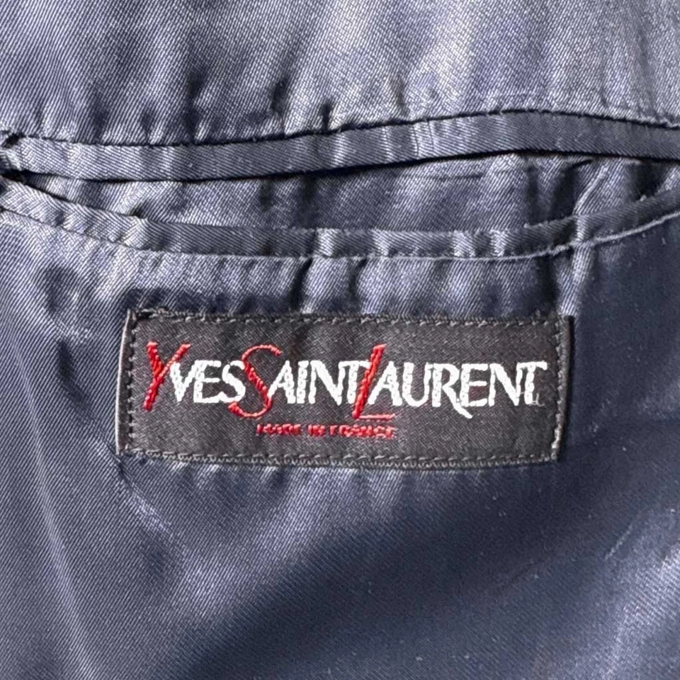 Vintage Yves Saint Laurent YSL Mens 38L Blue Velvet Blazer Sport Coat Jacket - Image 2 of 4