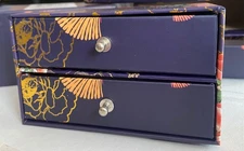 NEW Artisan Ornate Design Set of 3 Mini Paper 2-Drawer Containers