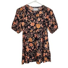 Old Navy Navy Floral Puff Sleeve Dress Size Medium (8) NWT