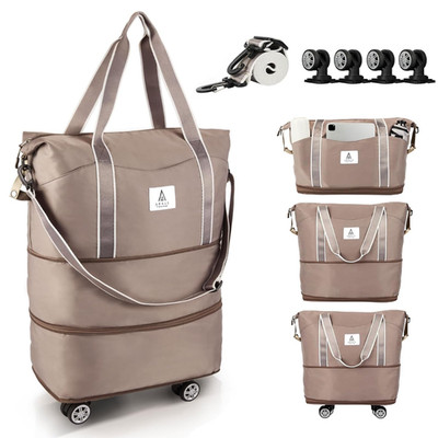 Reisetasche erweiterbar mit Rollen faltbar Handgepäck Weekender 25L-55L Damen