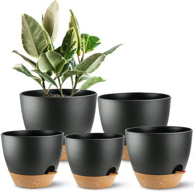#ad SE SUN E Self Watering Plants Pot with Drainage 76.565.55Inch Black $23.12