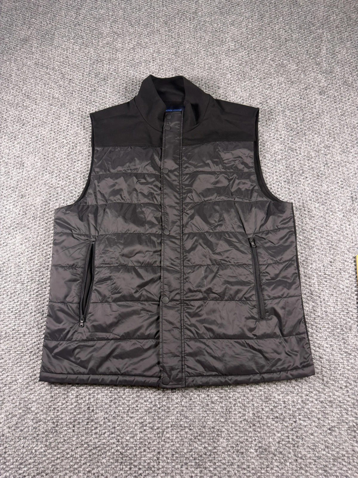 Patrick Assaraf Vest Mens XL Gray Quilted Insulated Full Zip Pockets Bodywarmer