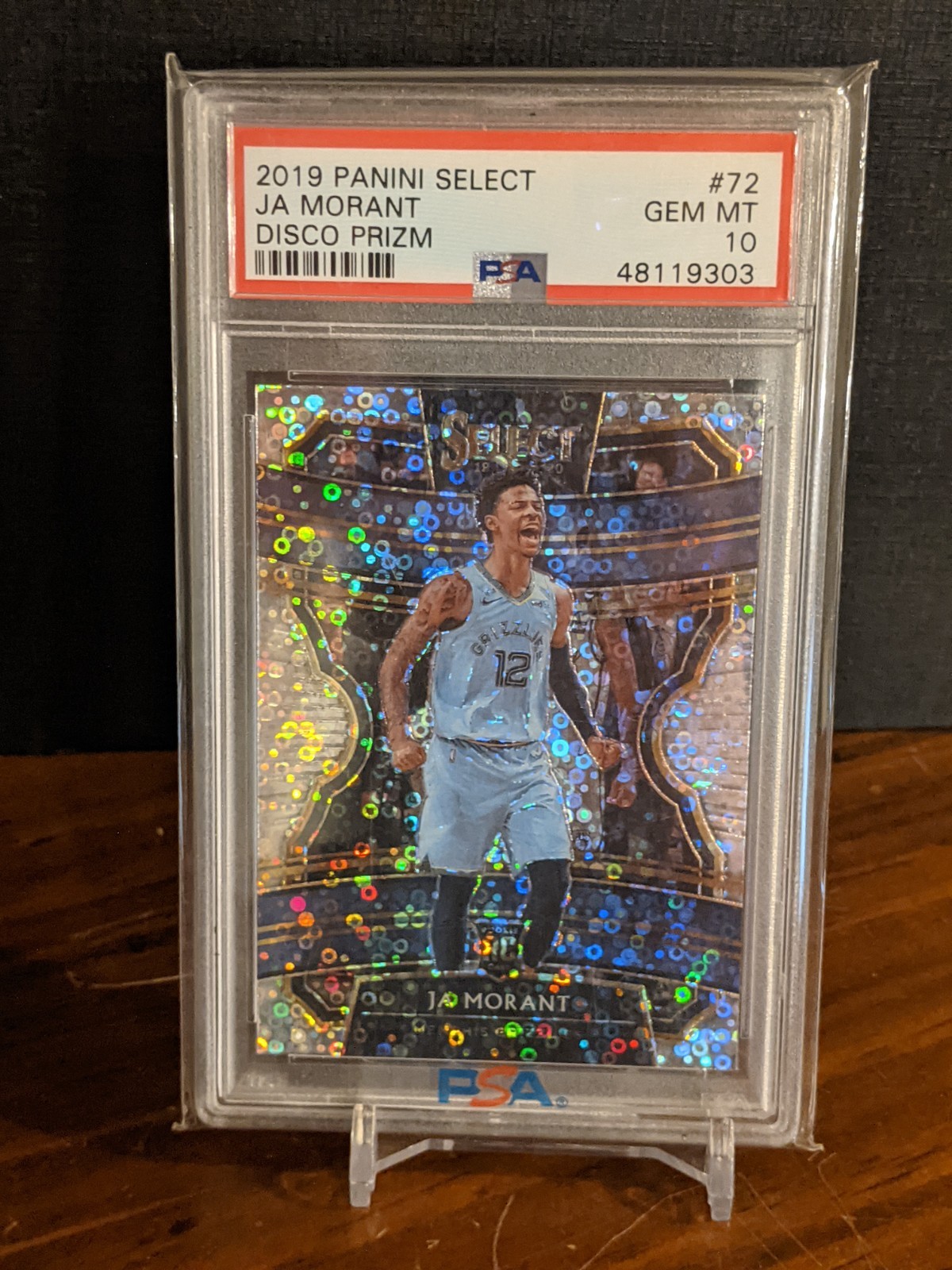 2019 PANINI SELECT #72 JA MORANT DISCO PRIZM RC Rookie PSA 10! Gem Mint!