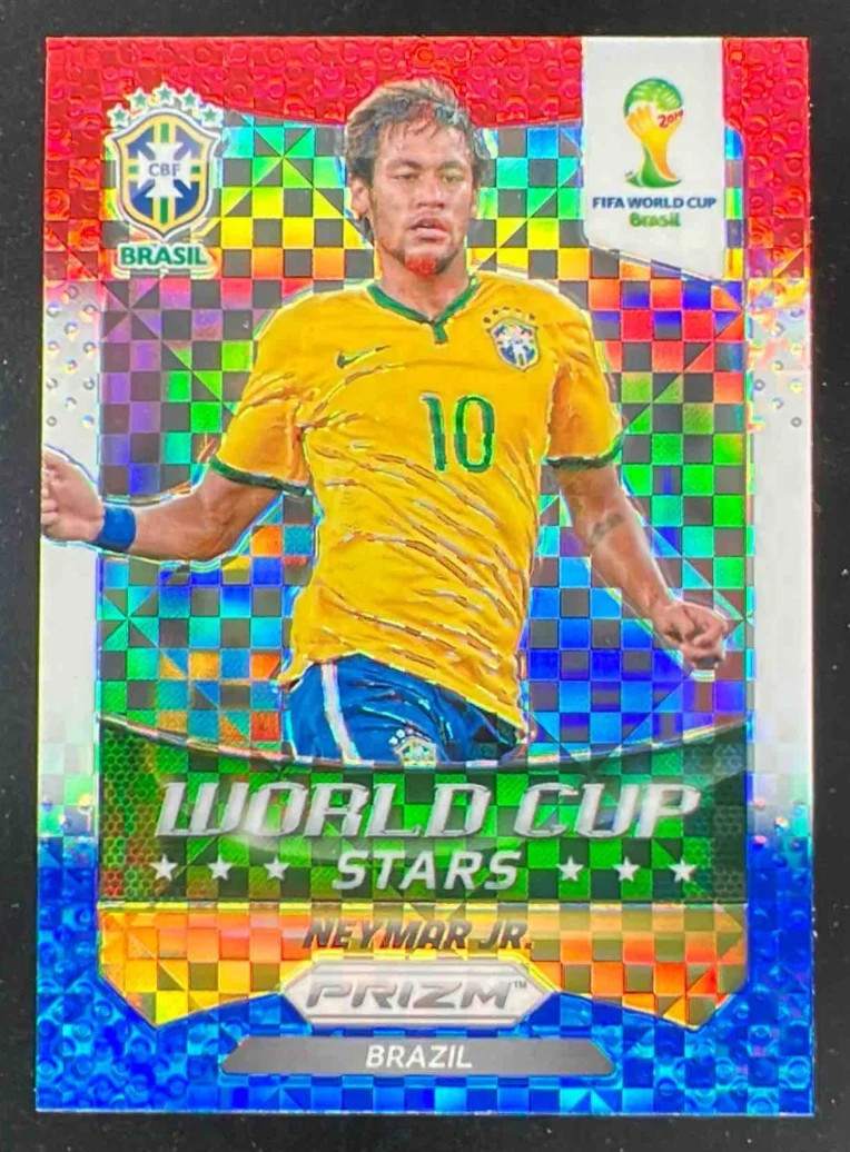 2014 Panini Prizm FIFA World Cup Stars Red White Blue Power Plaid Neymar Jr.