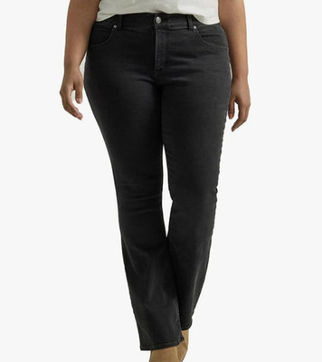 Lee Womens Plus Size 24W Long Ultra Lux Comfort Flex Motion Bootcut Jean Black