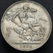1898 Queen Victoria Crown – British Silver Coin – Good Reverse Detail  ID: 235