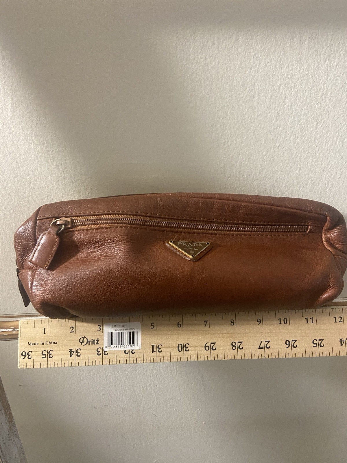 Prada Brown Leather Large Nylon Lined Vanity Dual… - image 18