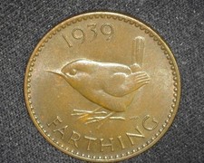 GREAT BRITAIN 1939 FARTHING KM843 BRILLIANT UNCIRCULATED ~E15
