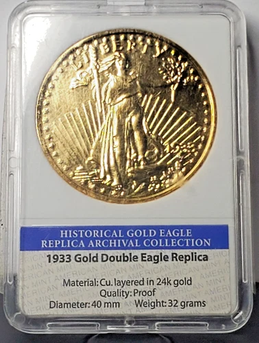 American Mint 1933 Liberty Eagle Proof 24kt Gold Plated Historic Coin