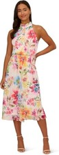 Adrianna Papell Women's Chiffon Halter Dress, Ivory Multi, 10 6/3