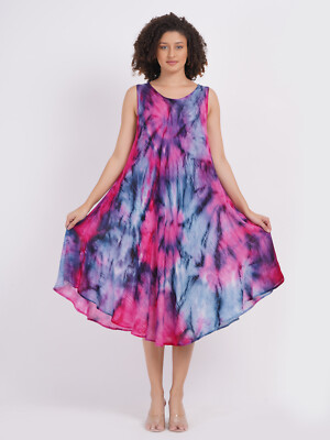 Women's Tie Dye Scoop Neck Sleeveless Umbrella Summer Beach Dress Assorted  Lot | eBay