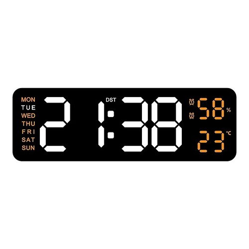 9 In Large Digital Wall Clock USB Powered Humidity Week Auto Dimmer Table Clock - Picture 17 of 37