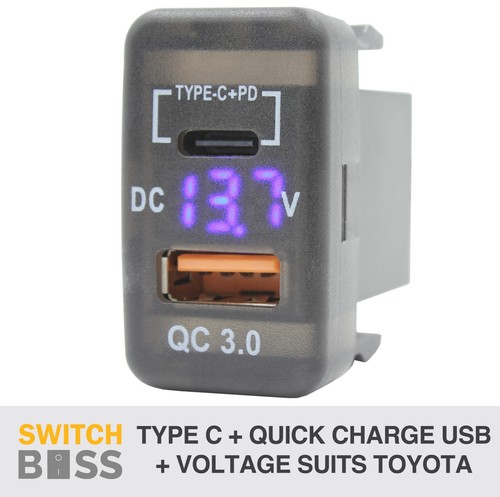 All DUAL QC TYPE C USB VOLT TEMP UHF suit LARGE Toyota Landcruiser Hilux Prado - Picture 23 of 28