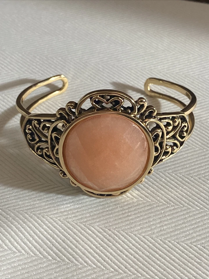 Hermoso brazalete Barse “Smitten” bronce puro facetado melocotón aventurina 7” Foto 3 de 4