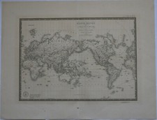 Proyección Mundial Original 1830 - Brue Atlas 26" x 21" Enorme mapa - Antiguo