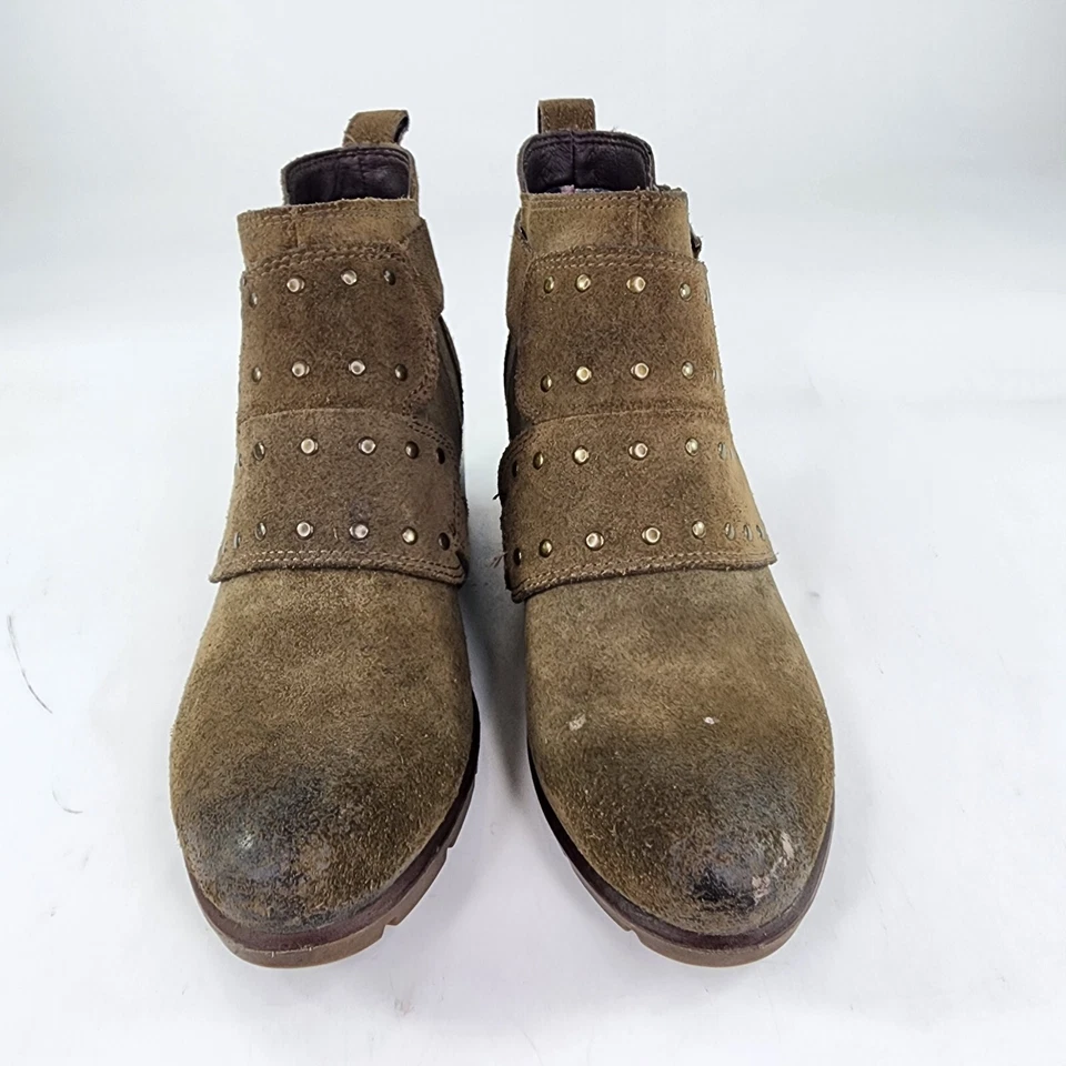 Botín para mujer Cat Caterpillar Anna Rose EE. UU. 7,5 gamuza oliva tachuelas monje cremallera bota Foto 2 de 4