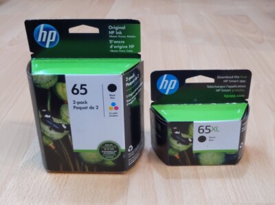 HP 65 Black & Tri-color Printer Ink Cartridge 2 Pack  + HP65 XL-- New Lot Of 2