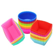 36 Pack Silicone Cupcake Muffin Baking Cups Liners Reusable Non-Stick Cake Mo...