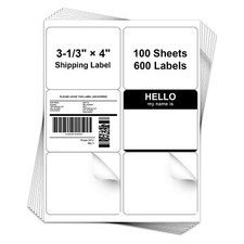 3-1/3" x 4" Shipping Address Labels for Laser Inkjet Printer - 6 Per Page M...