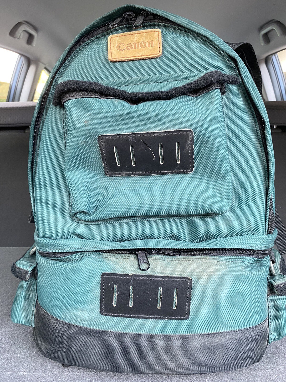 Used Green Color Canon Camera Backpack in Useable Condition Missing some Insert