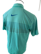 NIKE GOLF Mens Short Sleeve Aqua Striped Performance Polo Shirt Size Large