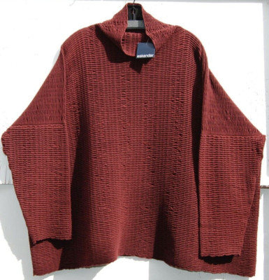 NWT Eskandar PORT Mid Weight Ripple Cashmere Silk Funnel Neck 30'' Long Sweater